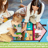 Children are interacting with a Farm Animals Felt Story Busy Board learning set on the floor.