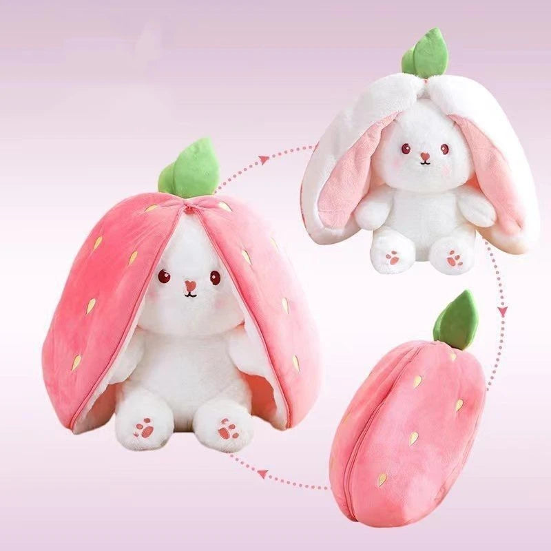 Kawaii Fruit Bunny Plush Toy - Cute Carrot & Strawberry Design