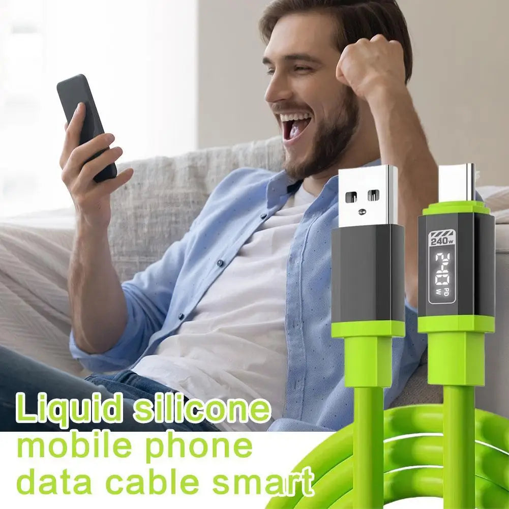 240W High-Speed USB-C Fast Charging Cable with Silicone Body