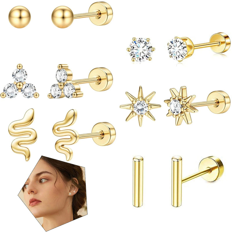 Moon-Shaped Stainless Steel Flatback Earrings