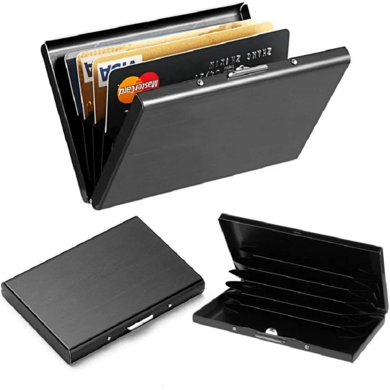 Skull Print Stainless Steel Credit Card Holder Wallet
