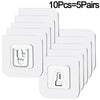 A set of 10 pairs of white invisible adhesive hooks for various rooms.