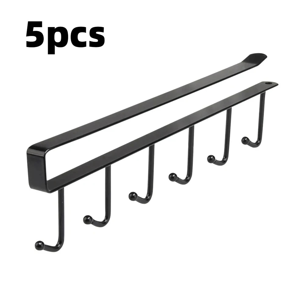 6-Hook Under Cabinet Storage Rack for Kitchen and Closet Organization