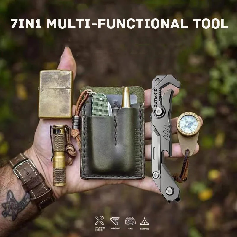 7-in-1 Multifunctional Pocket Tool with Wrench, Knife & Window Breaker
