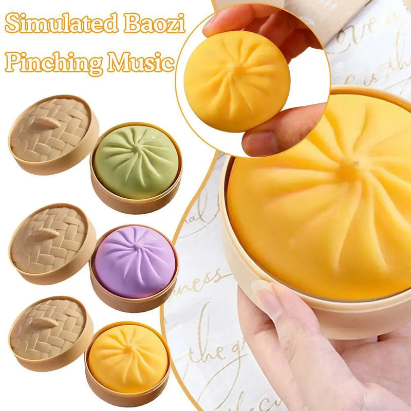 Dumpling Squishy Toy with Mini Steamer Basket