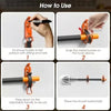 Instructions showing how to use a heavy-duty wall mount tool holder for shovels and axes.