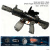 Black M416 flash-trigger automatic water gun with accessories like a sniper scope and battery