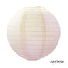 A round paper lantern in light beige with horizontal folds.