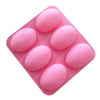 A pink silicone mold with six cavities for soap, baking, and DIY crafts.
