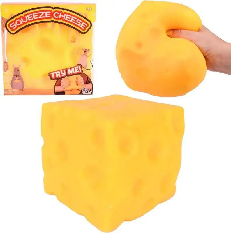 Squishy Cheese Stress Relief Toy - Soft Yellow Fidget Block