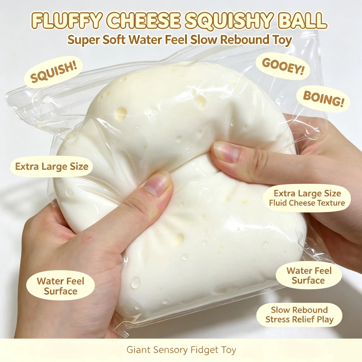 Jumbo Squishy Cheese Ball Stress Relief Fidget Toy
