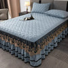 Gold Embroidered Lace Bed Skirt with Heart Pattern