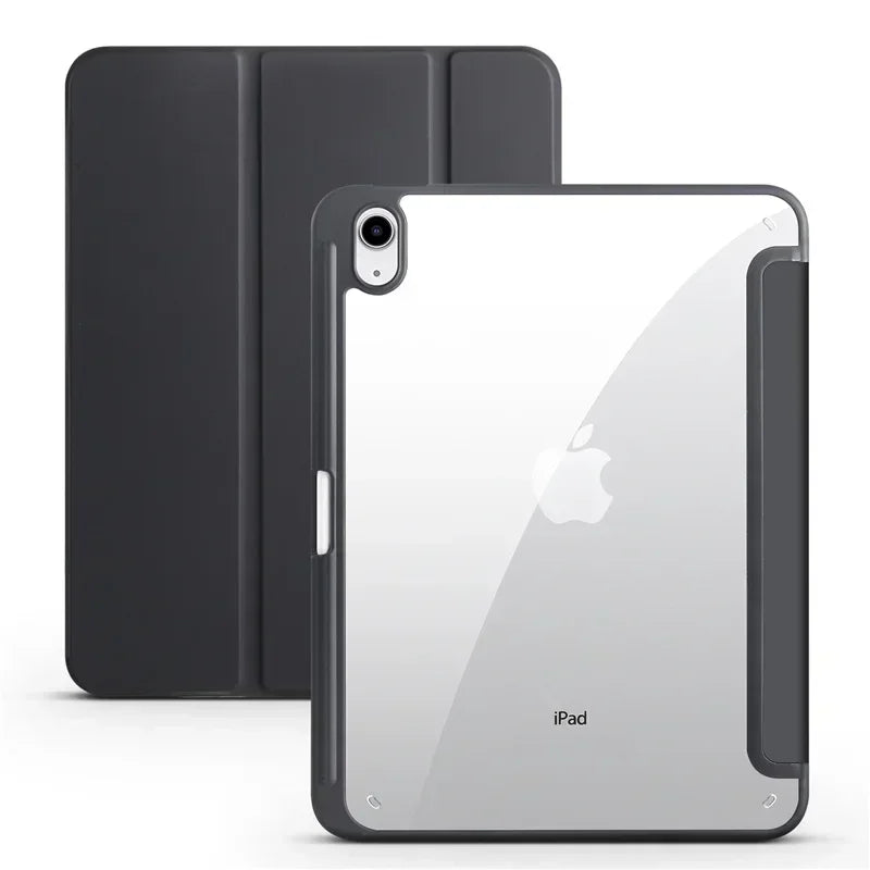 Slim Trifold iPad Case with Clear Acrylic Back and Pen Holder