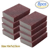 Eight pieces of reddish-brown heavy-duty emery sponge blocks, measuring 10x7x2.5 cm.