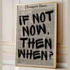 Framed canvas wall art featuring a black and white newspaper-style quote on a light background.