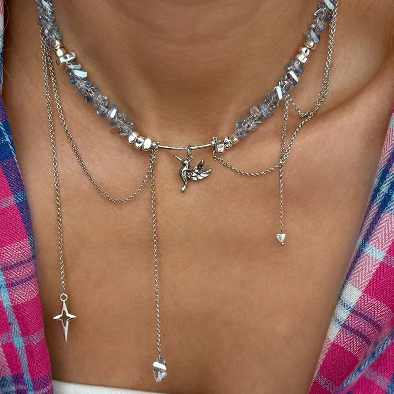 Collar de Borla de Cristal Elegante para Mujeres