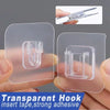 Transparent hook insert tape showing a clear adhesive hook being applied to a finger.