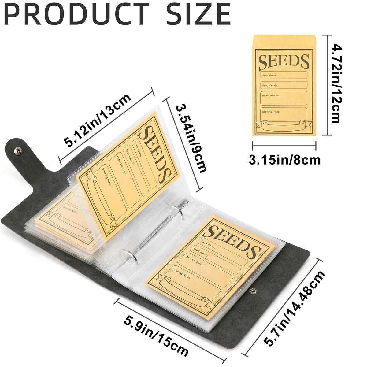 Garden Seed Organizer Binder with Self-Sealing Envelopes