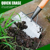 A metal garden tool for quick erase used to remove weeds from the soil.