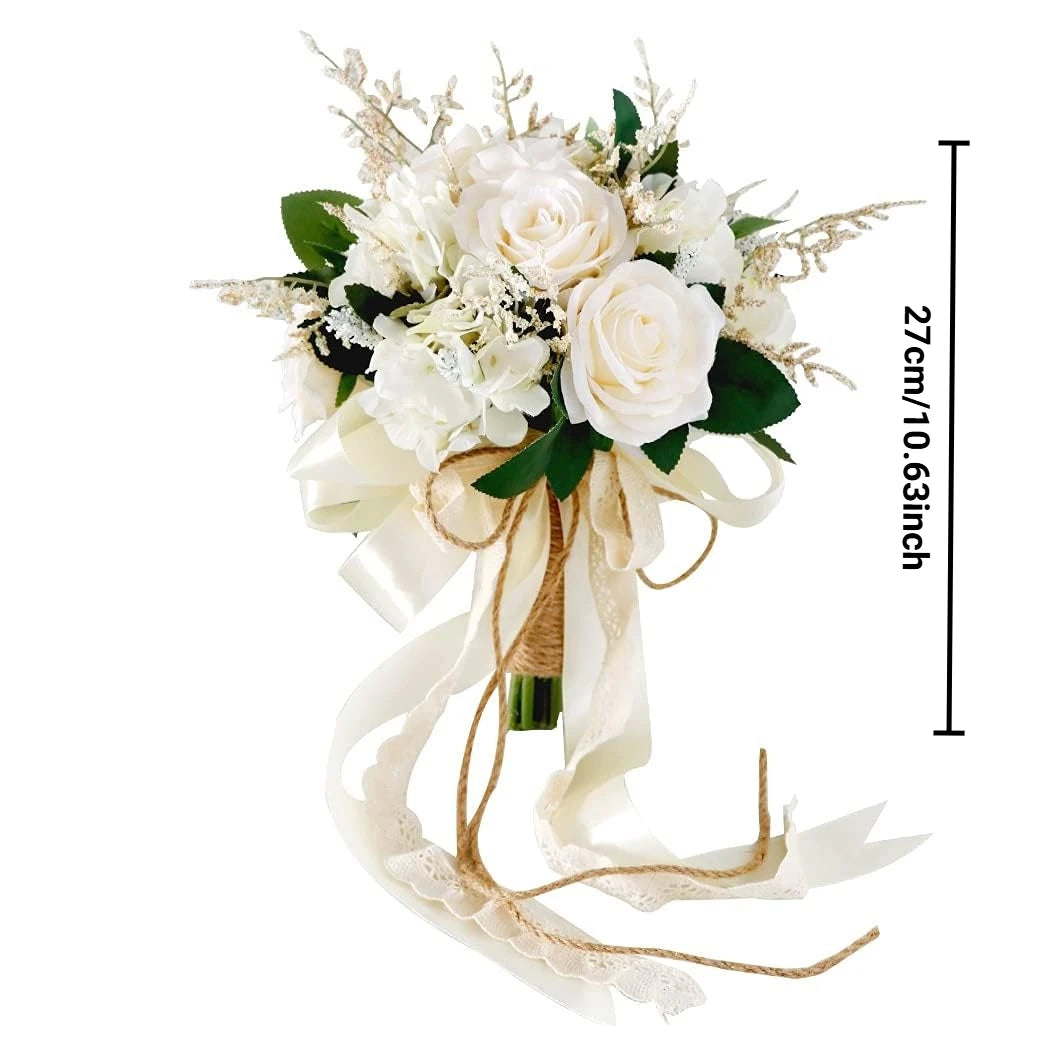 Champagne Ivory Artificial Rose Wedding Bouquet