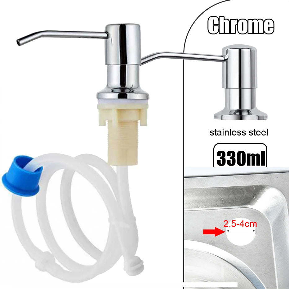 Built-In Kitchen Sink Soap Dispenser with Stainless Steel Pump