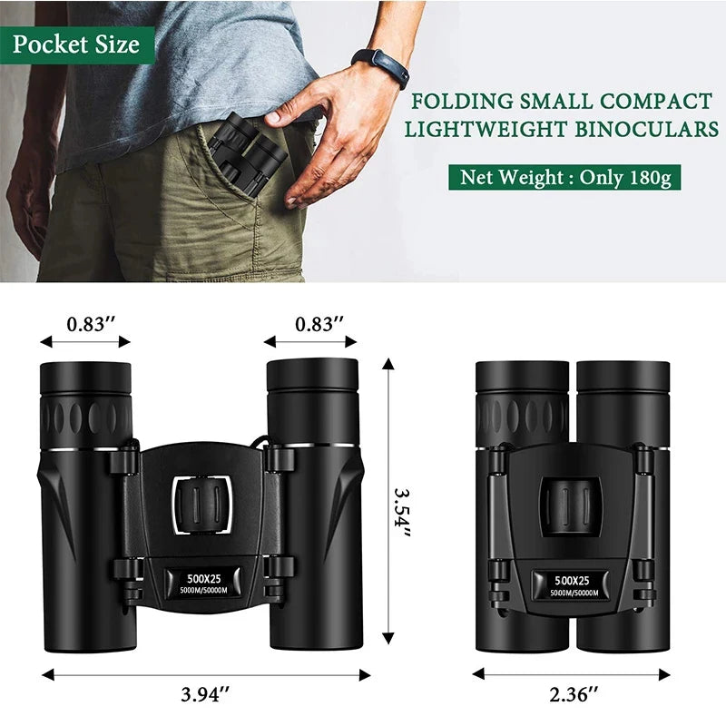 Compact 500x25mm Waterproof Binoculars with BAK4 Prism