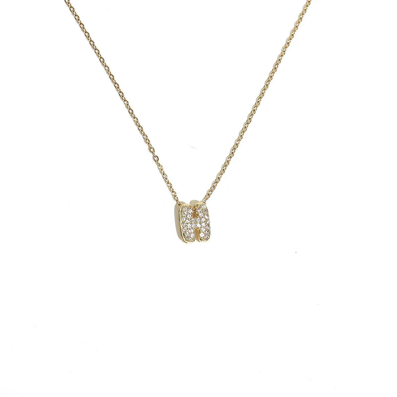 Initial Letter Pendant Necklace with Cubic Zirconia