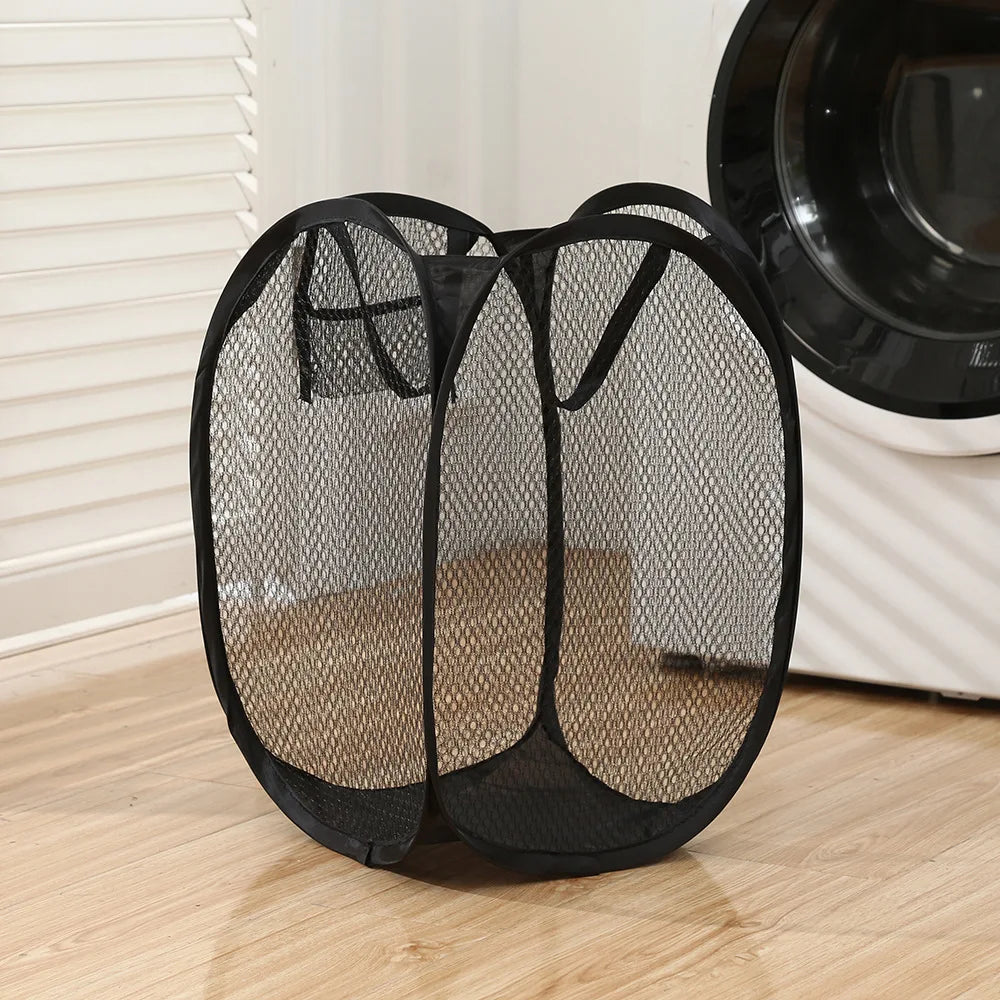 Collapsible Mesh Laundry Basket with Handles