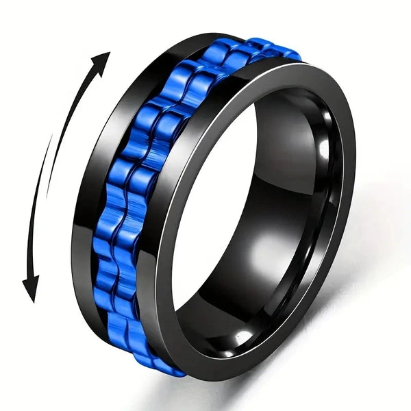 Gear-Chain Rotating Anxiety Ring