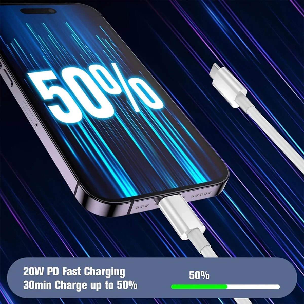 20W USB-C Fast Charger with Cable for iPhone