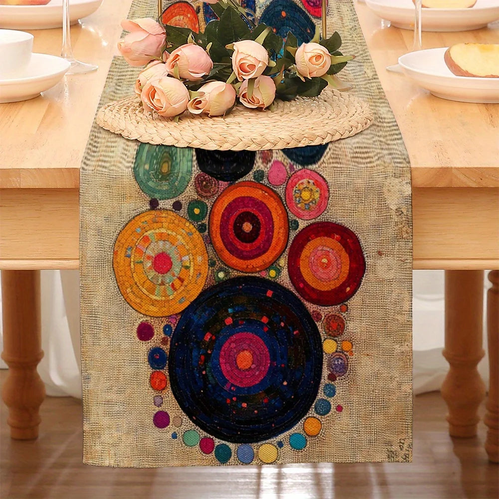 Polka Dot Round Table Runner - Bohemian Style Decor for Indoor and Outdoor Use