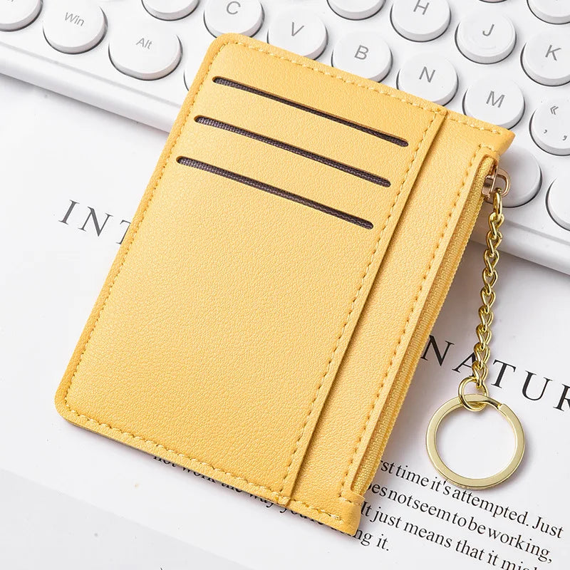 Slim Zippered Card Wallet for Women - Compact Multi-Slot Purse