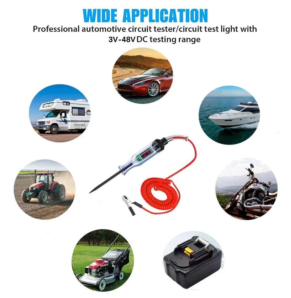 Automotive Digital Circuit Tester 6V-72V with LED Polarity Detection