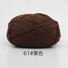 A ball of dark brown, 4-ply milk cotton yarn for knitting and crochet.