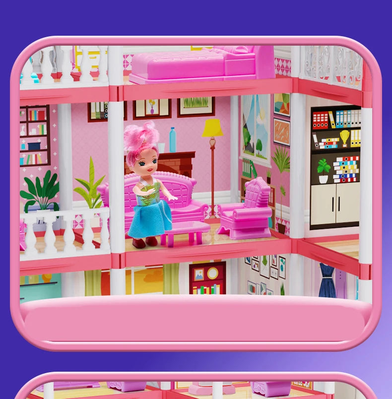 Enchanted Princess Castle DIY Dollhouse with LED Lights