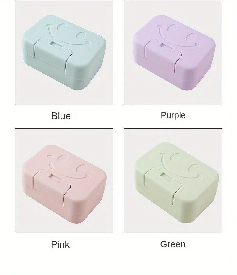 Smiley Face Lidded Soap Dish for Bathroom & Travel