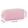 Pink leopard print double-zip pencil case with a zipper detail and dimensions of 9cm x 21cm.