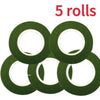 Five rolls of self-adhesive green floral tape for bouquets and DIY flower arrangements
