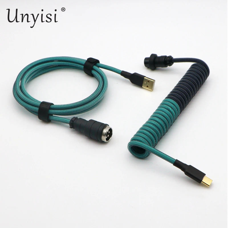 Handcrafted Coiled USB-A to Type-C Cable for Mechanical Keyboards