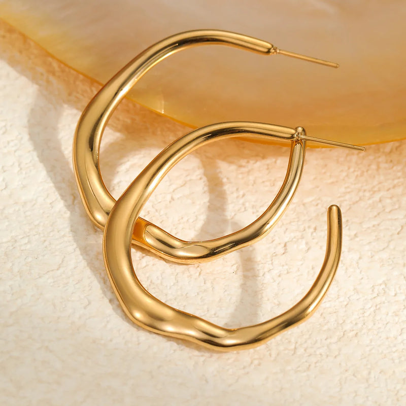 Large Hammered Gold Hoop Earrings