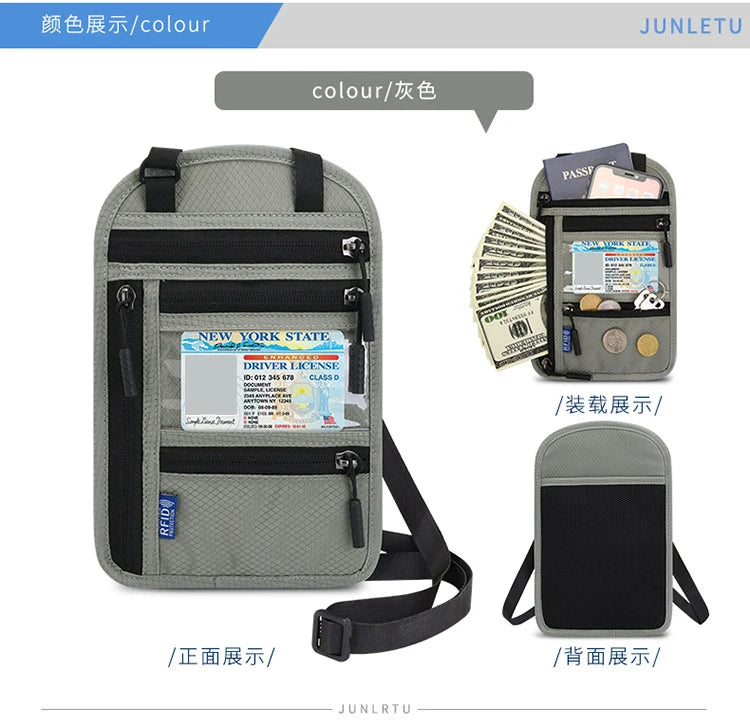 RFID Blocking Neck Wallet for Travel