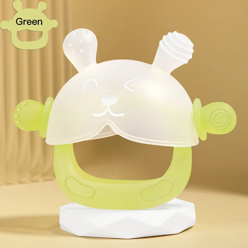 Bunny-Shaped Silicone Teether with Full-Hand Grip for Babies
