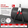 Black dual-use circlip pliers showing the clamp head and handle dimensions.
