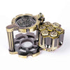 Golden Metal Revolver Dice Set for Tabletop RPGs