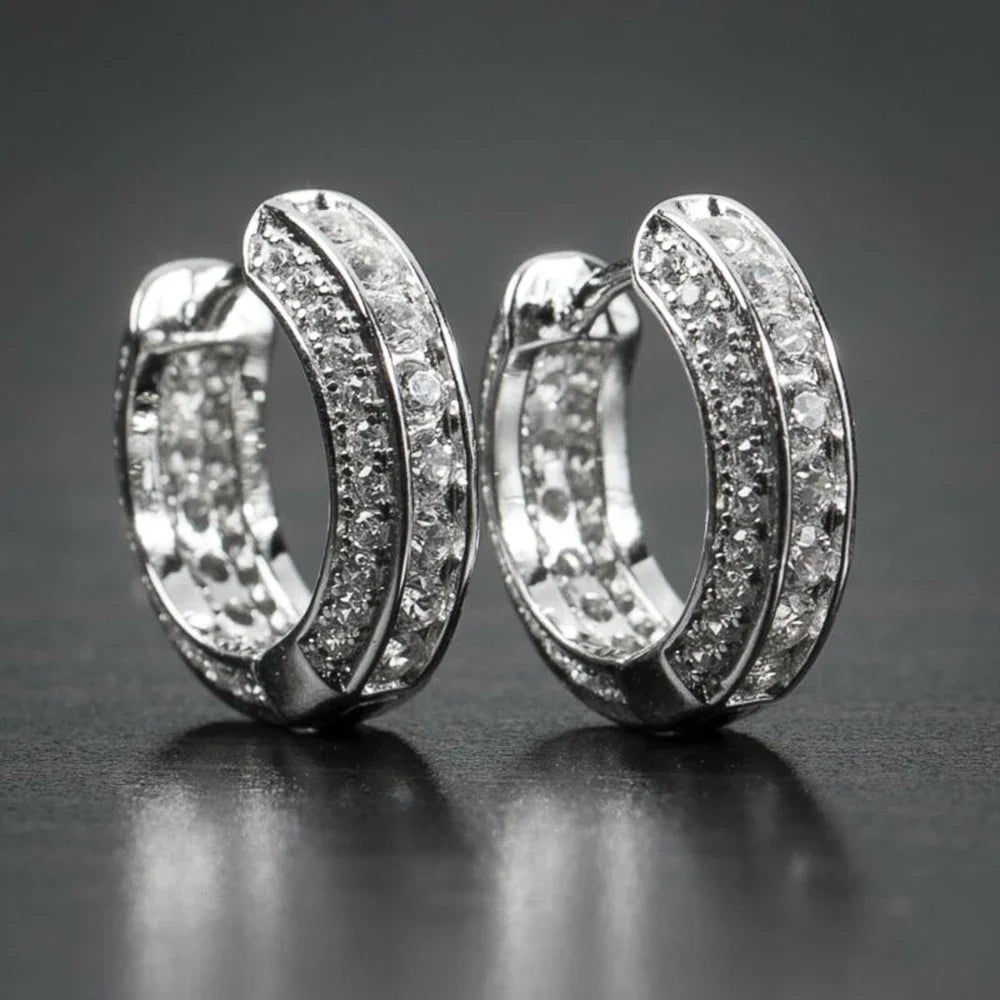 Men's Crystal Cubic Zirconia Hoop Earrings