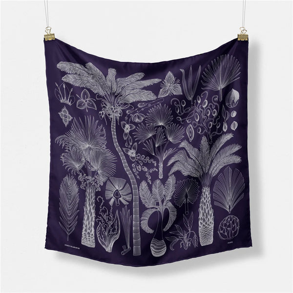 Palm Tree Print Twill Silk Square Scarf