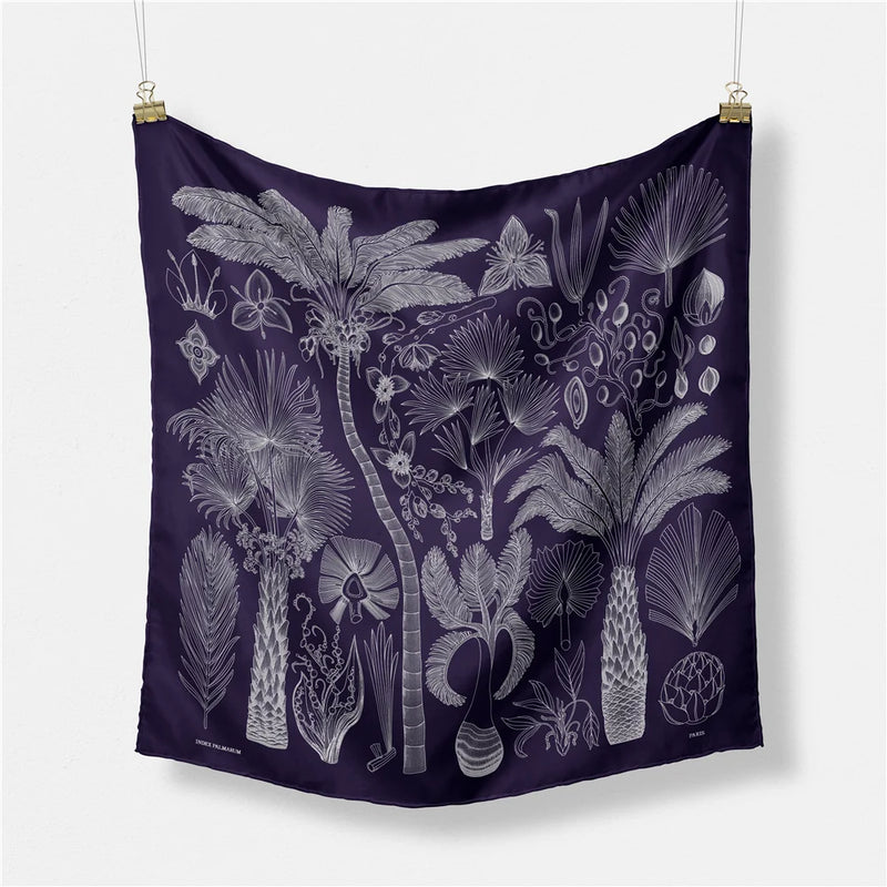 Palm Tree Print Twill Silk Square Scarf