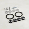 A collection of metal fasteners including bolts, washers, and rings for quick release bumper installation.