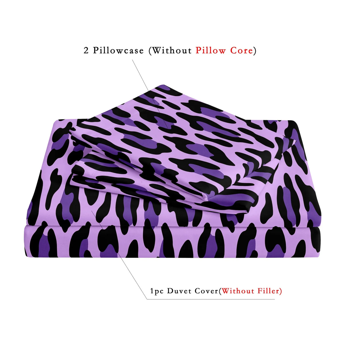 Dark Leopard Print Duvet Cover Set with Two Pillowcases