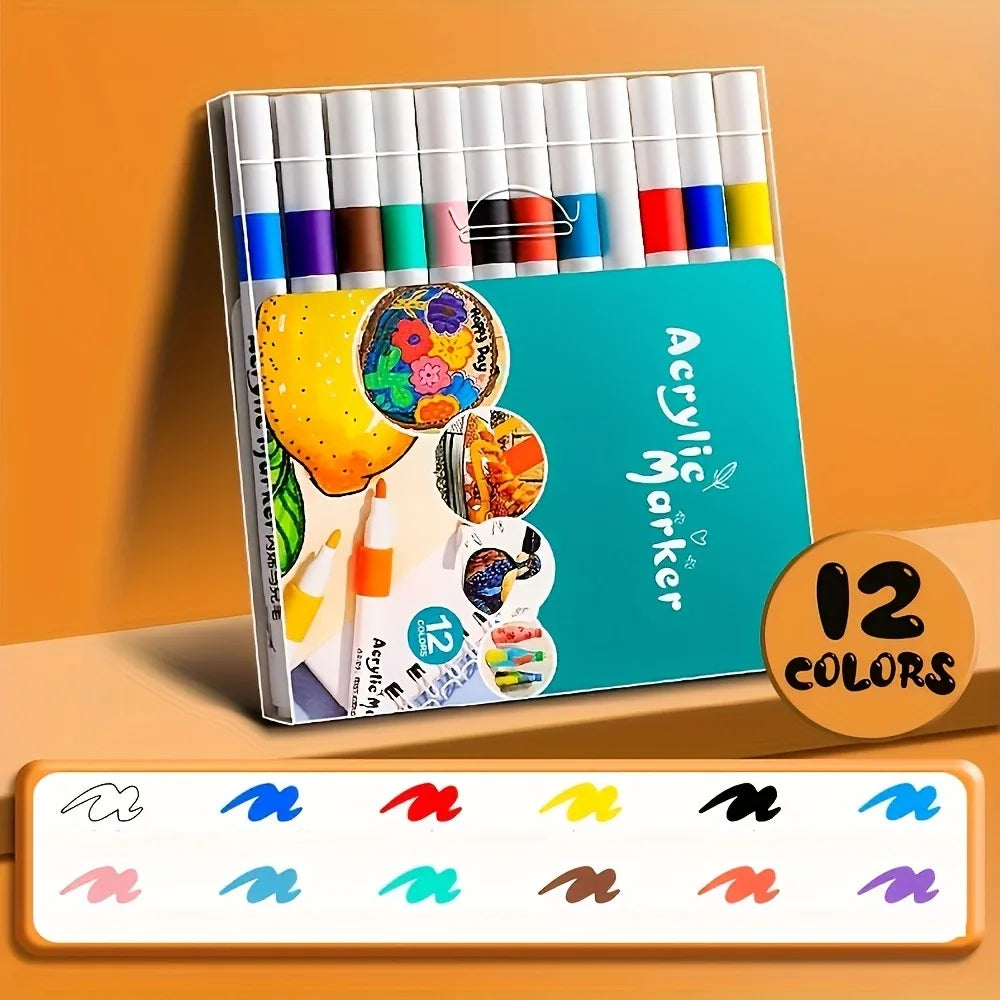 Acrylic Paint Markers Set with Fine Tip – Waterproof & Permanent for Art and DIY